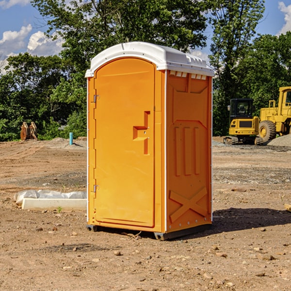 how often are the portable restrooms cleaned and serviced during a rental period in Marks